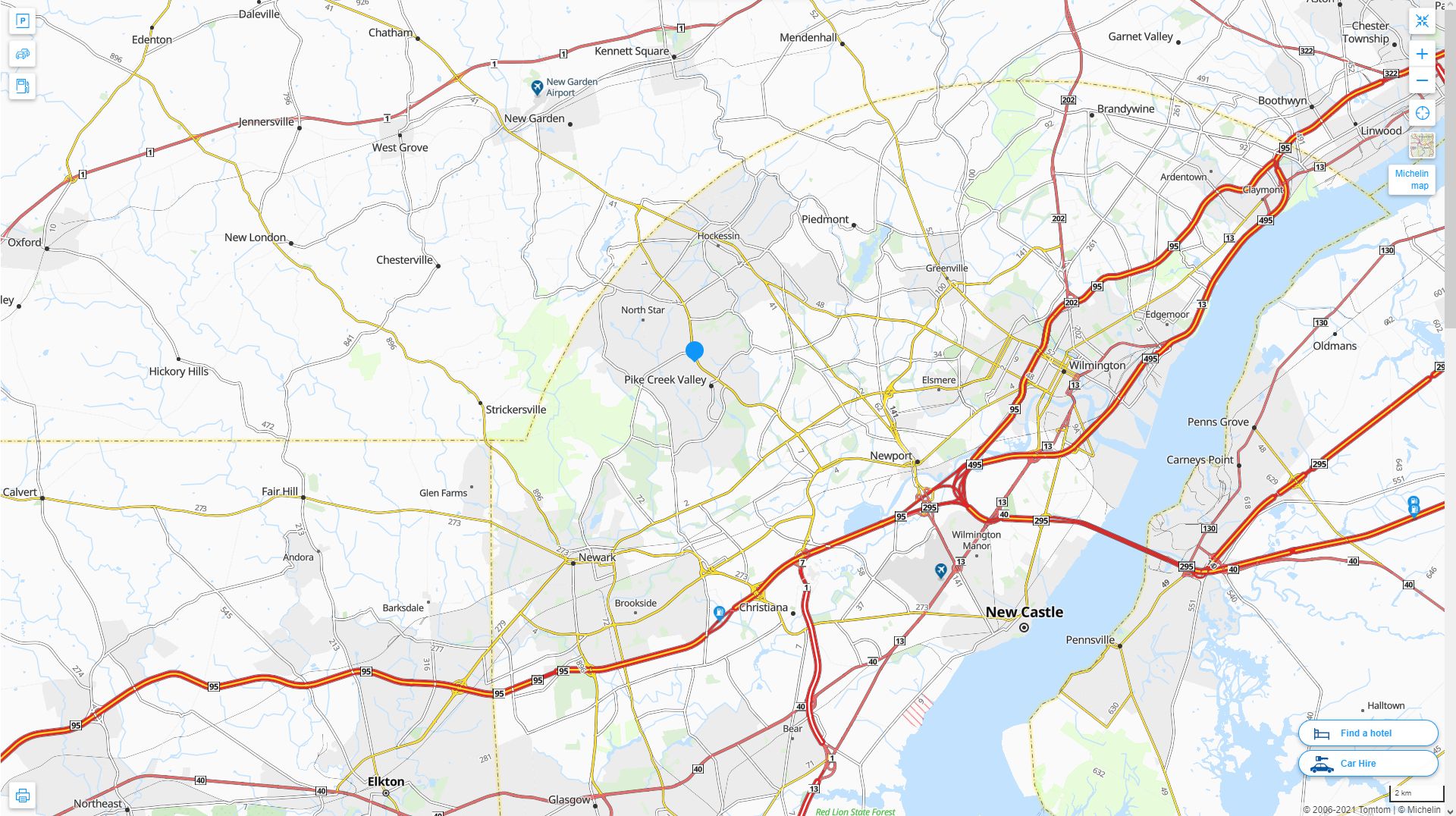 Pike Creek Delaware Highway and Road Map